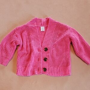 Baby Gap Pink Knit Cardigan with Button Detail 12-18 Months